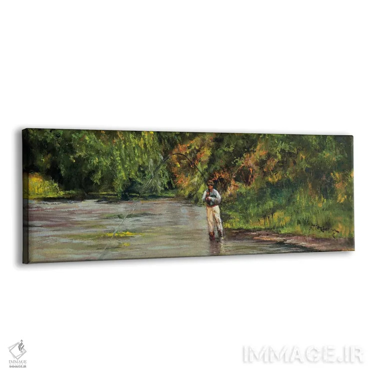 تابلو دکوراتیو صید ماهی در جویبار کوچک اثر شرلی کلیری - نمای پرسپکتیو محصول