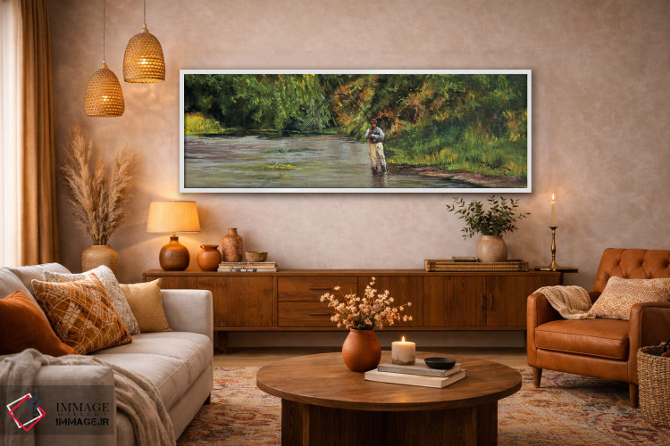تابلو دکوراتیو صید ماهی در جویبار کوچک اثر شرلی کلیری - D3W