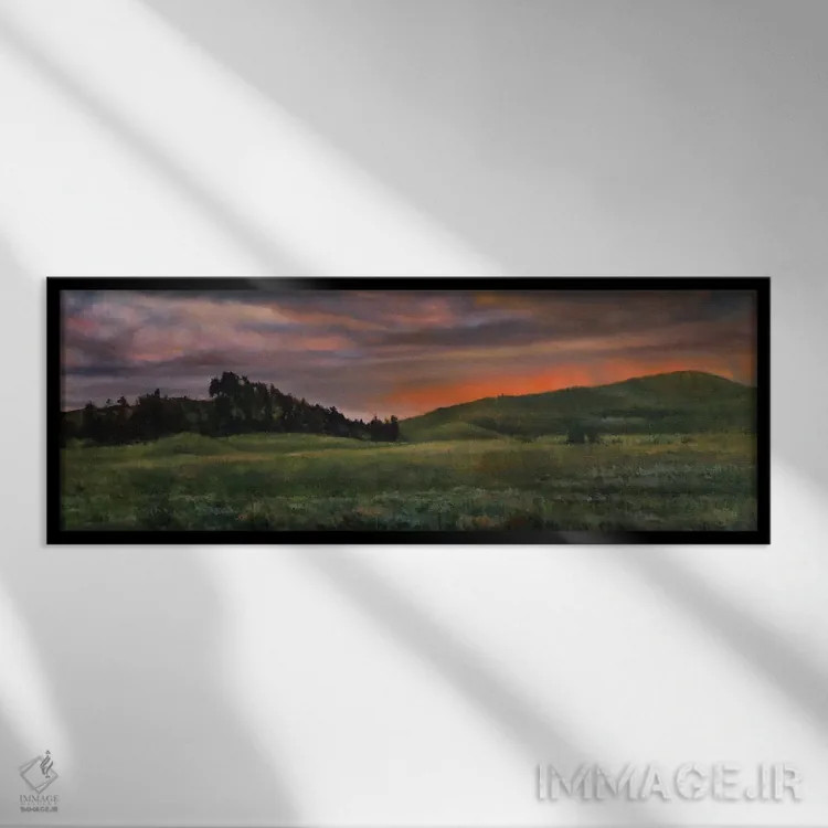 تابلو دکوراتیو غروب در پارک اثر شرلی کلیری - نمای قابدار مشکی