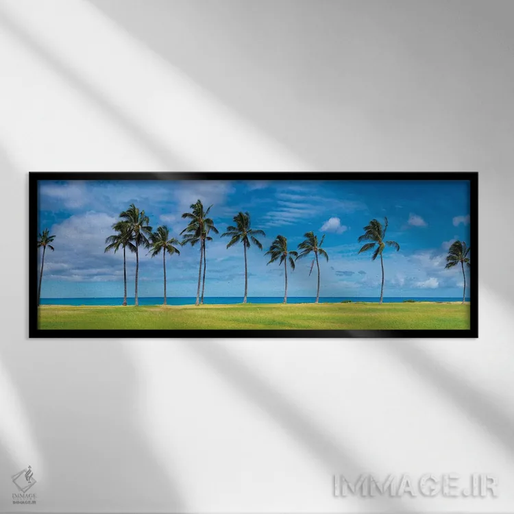 تابلو دکوراتیو نخل های غربی اثر شان دیوی - نمای قابدار مشکی