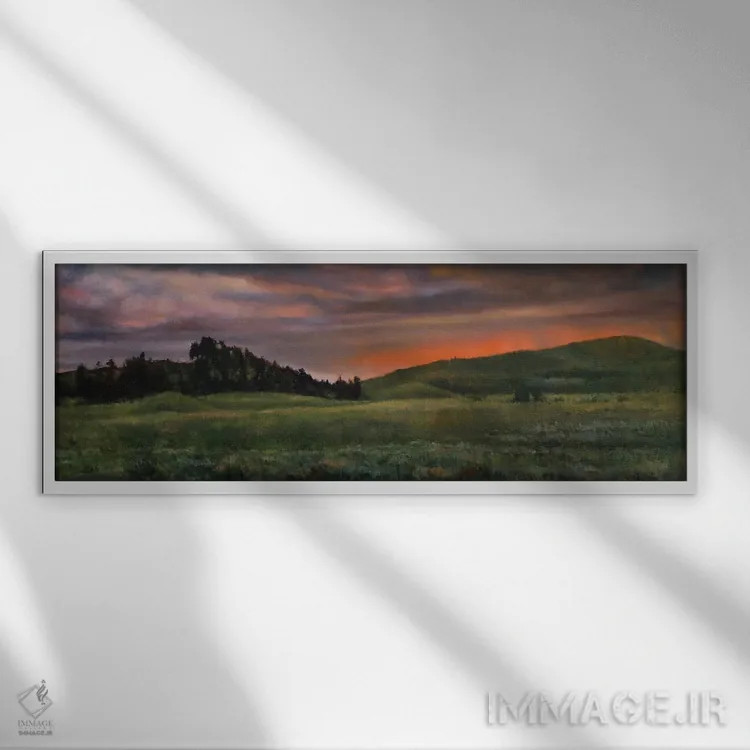 تابلو دکوراتیو غروب در پارک اثر شرلی کلیری - نمای قابدار سفید