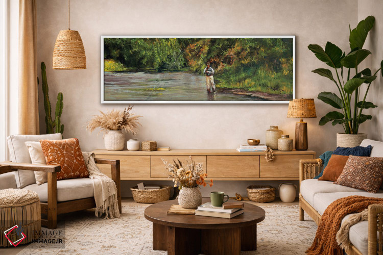 تابلو دکوراتیو صید ماهی در جویبار کوچک اثر شرلی کلیری - D2W