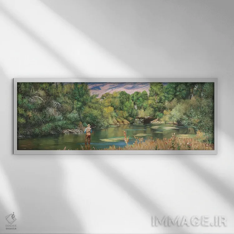 تابلو دکوراتیو تابستان بالای کانال آب اثر شرلی کلیری - نمای قابدار سفید