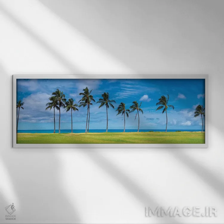 تابلو دکوراتیو نخل های غربی اثر شان دیوی - نمای قابدار سفید