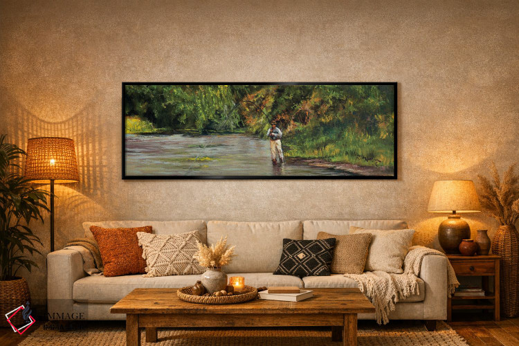 تابلو دکوراتیو صید ماهی در جویبار کوچک اثر شرلی کلیری - D6B