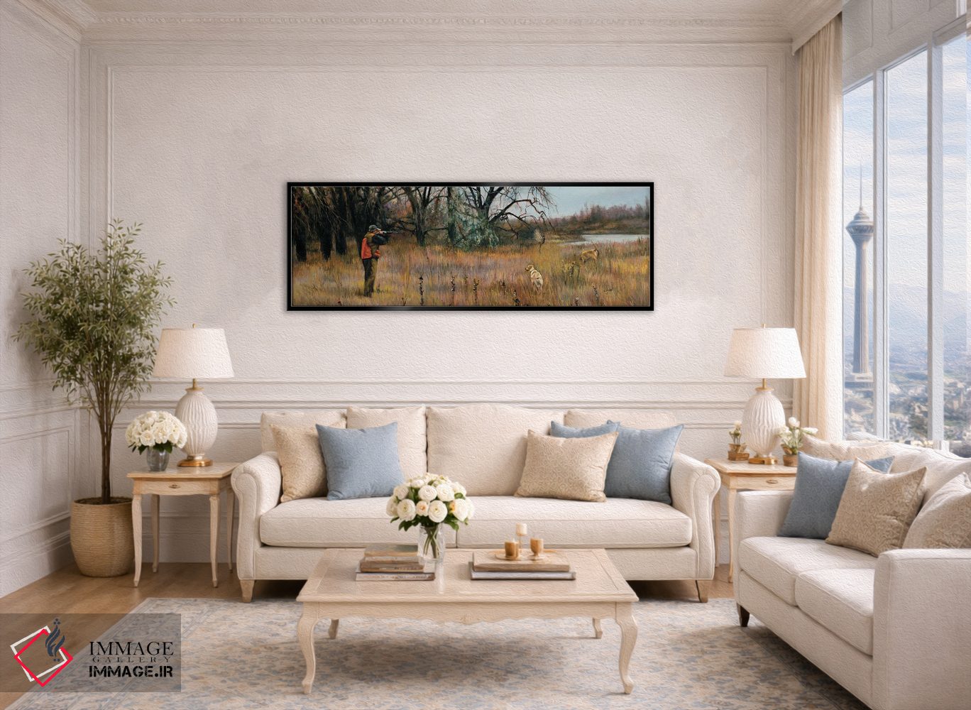 تابلو دکوراتیو شکار قرقاول به پرواز درآمده اثر شرلی کلیری - D5B