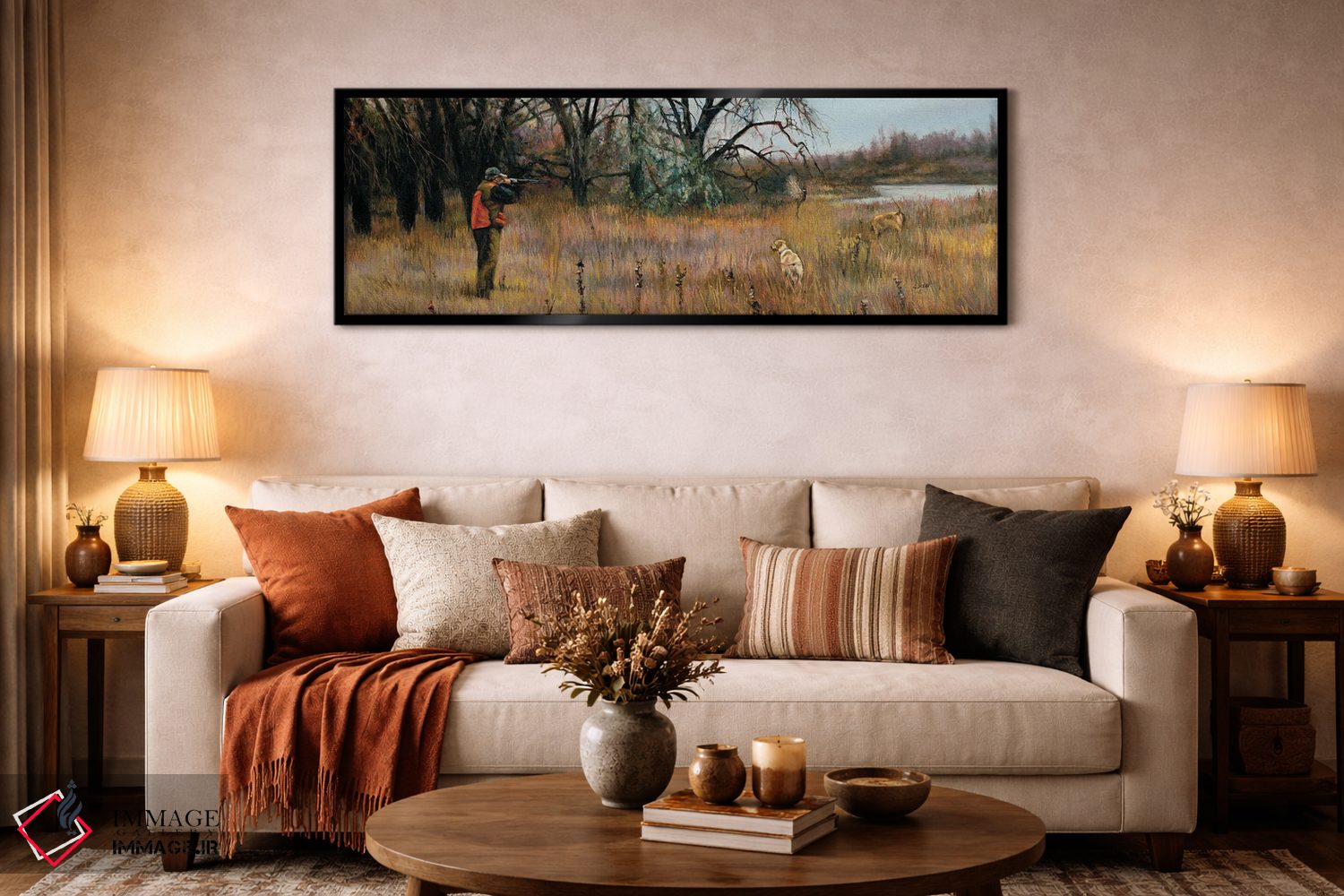 تابلو دکوراتیو شکار قرقاول به پرواز درآمده اثر شرلی کلیری - D6B