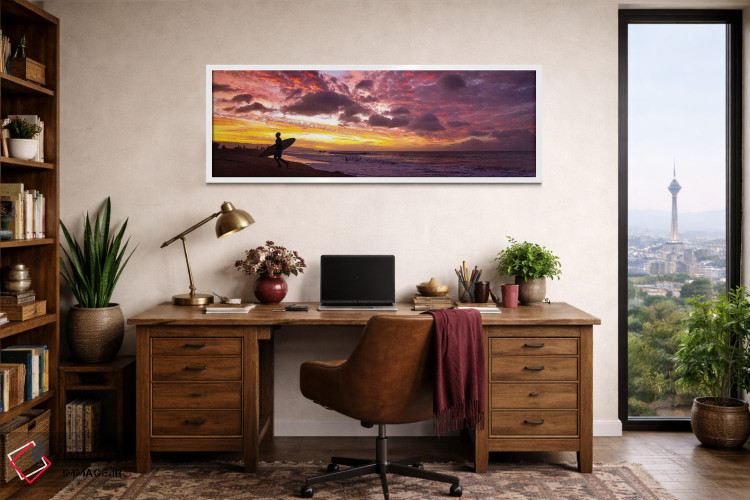 تابلو دکوراتیو غروب مه دود آتشفشانی اثر شان دیوی - D1W