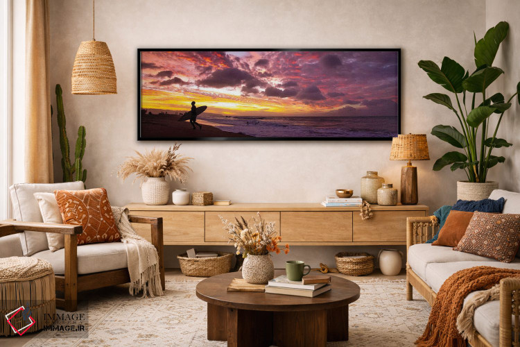 تابلو دکوراتیو غروب مه دود آتشفشانی اثر شان دیوی - D3B