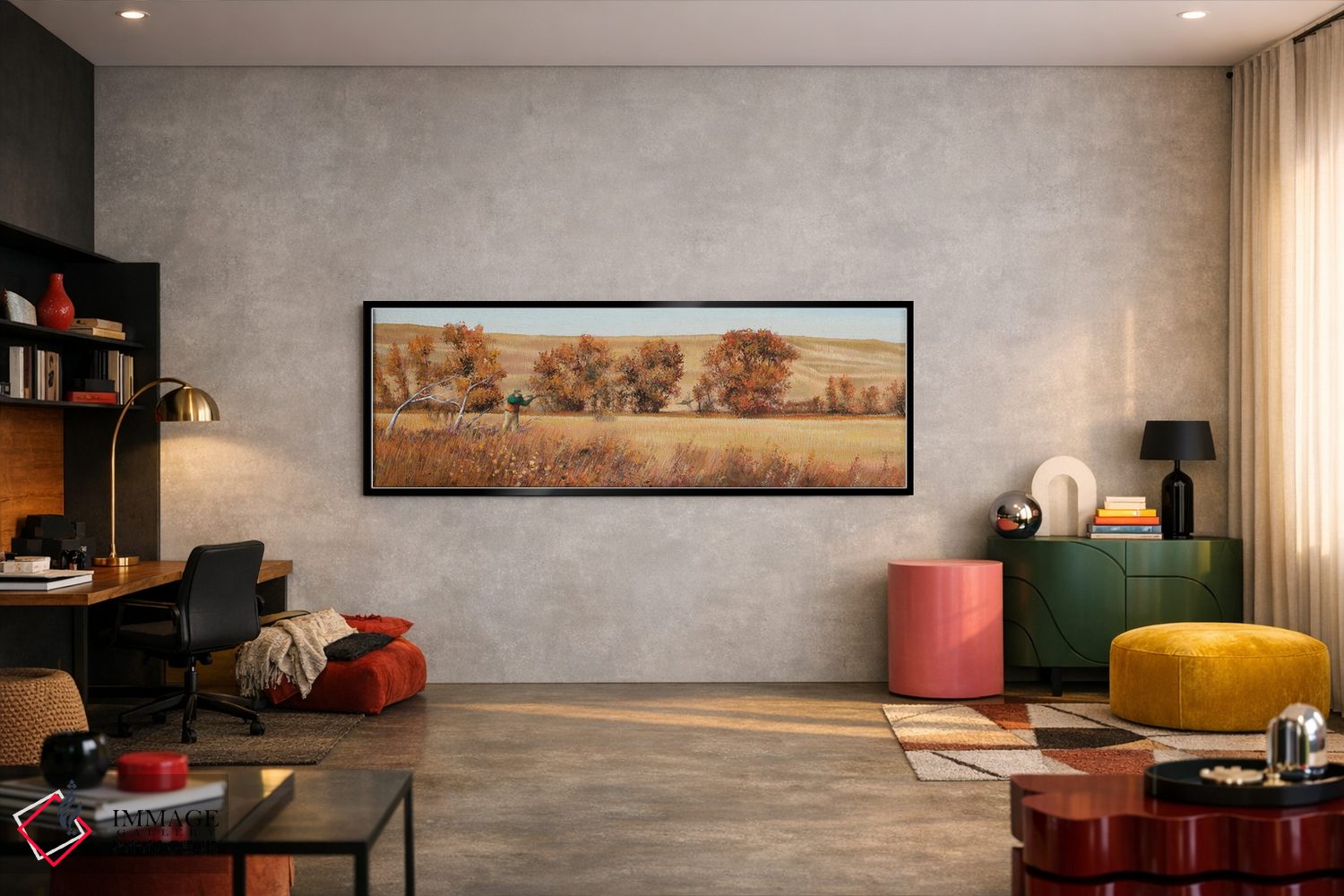 تابلو دکوراتیو شکارچی قرقاول به پرواز درآمده اثر شرلی کلیری - D6B