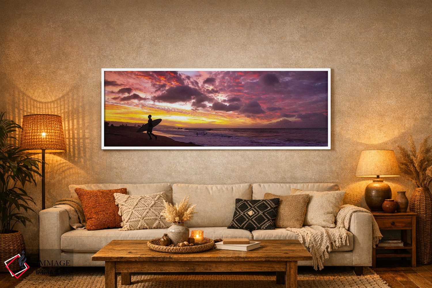 تابلو دکوراتیو غروب مه دود آتشفشانی اثر شان دیوی - D5W