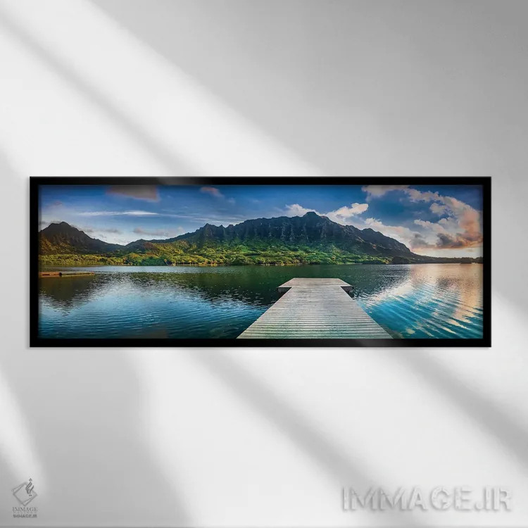 تابلو دکوراتیو اسکله جزیره بهشت اثر شان دیوی - نمای قابدار مشکی