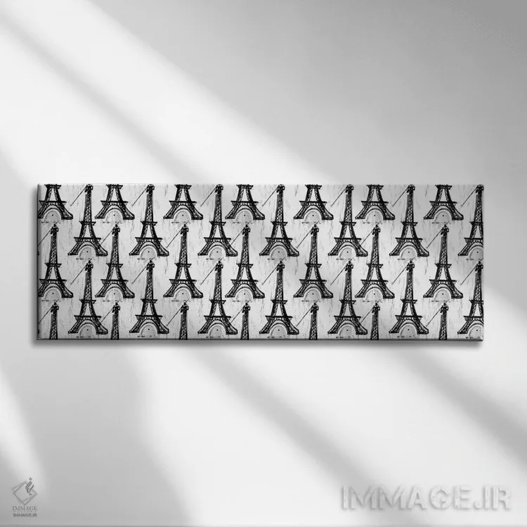 تابلو دکوراتیو برج ایفل سیاه و سفید اثر سارا فرانکلین - نمای روبهرو روی دیوار