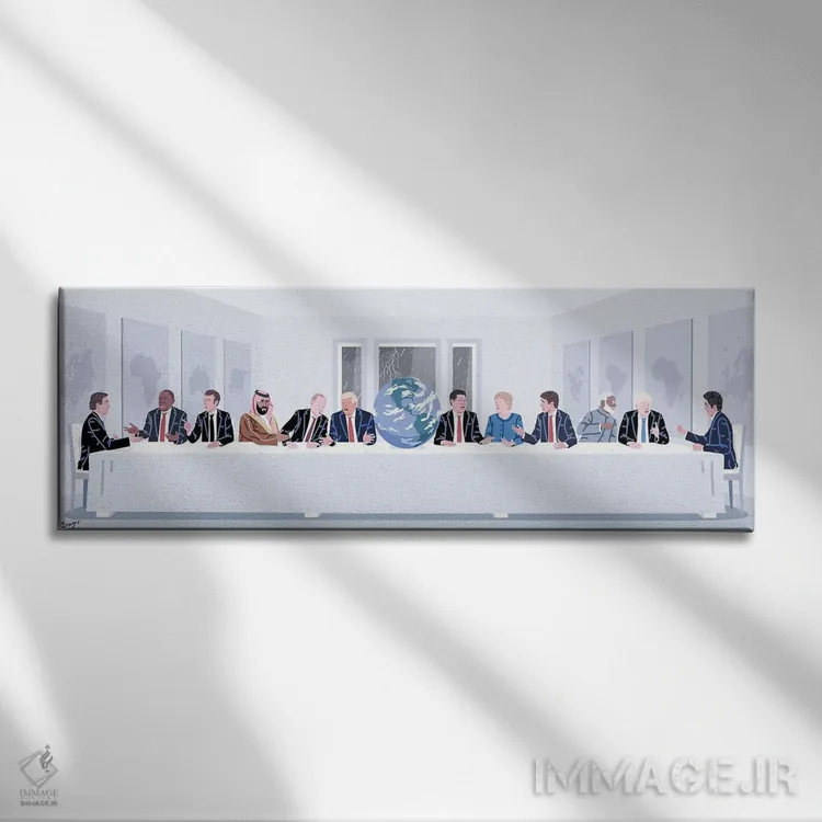 تابلو دکوراتیو شام آخر زمین اثر الاد شاگریر - نمای روبهرو روی دیوار