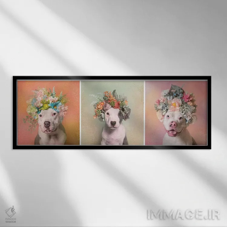 تابلو دکوراتیو Lucy, Treasure And Rain,قدرت گل بولداگ: لوسی، ترژر و رین اثر سوفی گامان - نمای قابدار مشکی