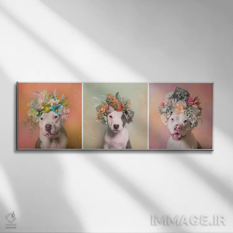 تابلو دکوراتیو Lucy, Treasure And Rain,قدرت گل بولداگ: لوسی، ترژر و رین اثر سوفی گامان - نمای روبهرو روی دیوار