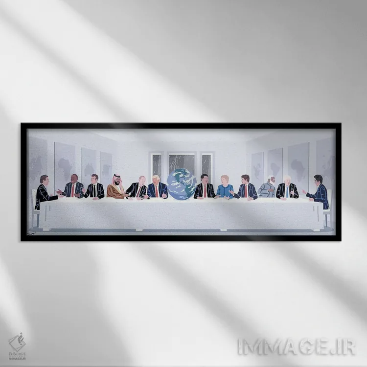 تابلو دکوراتیو شام آخر زمین اثر الاد شاگریر - نمای قابدار مشکی