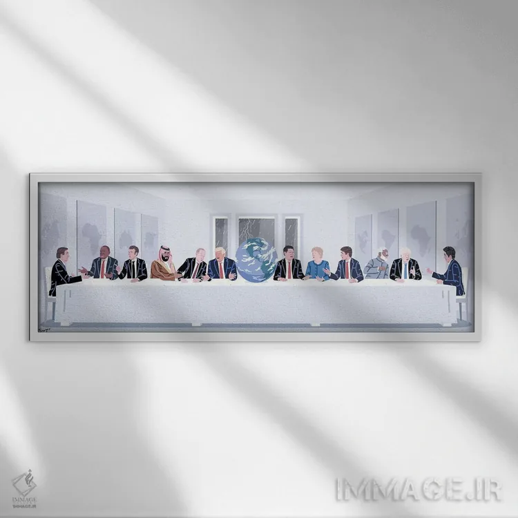 تابلو دکوراتیو شام آخر زمین اثر الاد شاگریر - نمای قابدار سفید