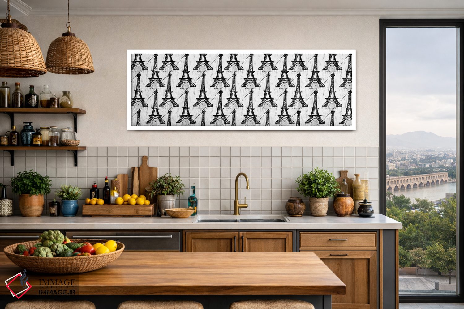 تابلو دکوراتیو برج ایفل سیاه و سفید اثر سارا فرانکلین - D3W