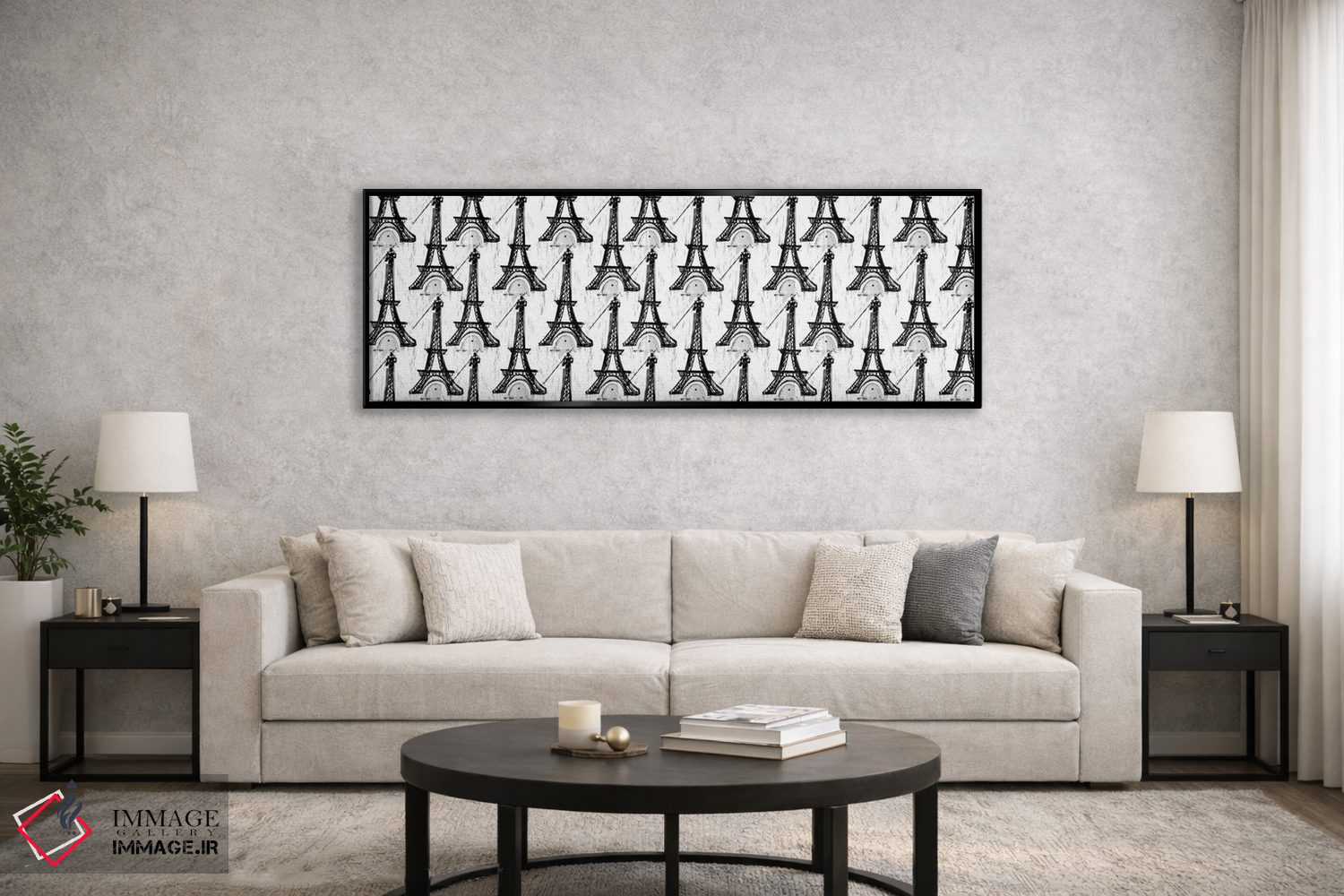 تابلو دکوراتیو برج ایفل سیاه و سفید اثر سارا فرانکلین - D6B