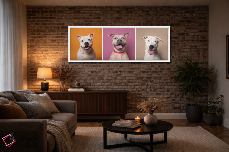 تابلو دکوراتیو Bullet And Ariel,سگ های نجات یافته خندان: پتن، بولت و آریل اثر سوفی گامان - D3W