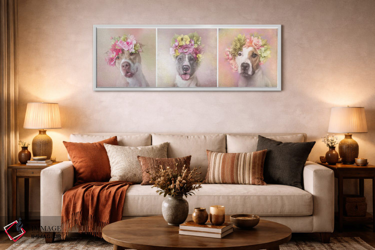 تابلو دکوراتیو Bridie, Dice And Chita,قدرت گل بولداگ: بریدی، دایس و چیتا اثر سوفی گامان - D3W
