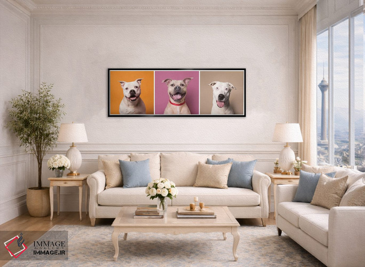 تابلو دکوراتیو Bullet And Ariel,سگ های نجات یافته خندان: پتن، بولت و آریل اثر سوفی گامان - D5B