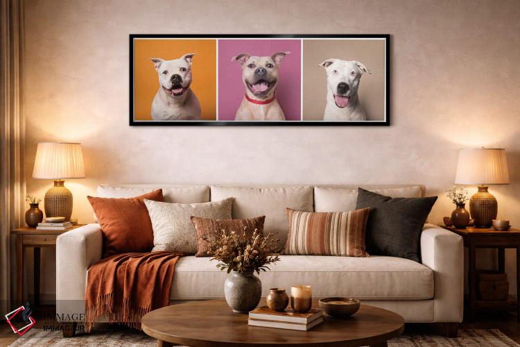 تابلو دکوراتیو Bullet And Ariel,سگ های نجات یافته خندان: پتن، بولت و آریل اثر سوفی گامان - D6B