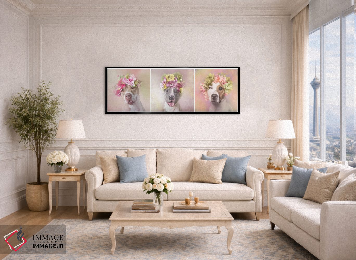 تابلو دکوراتیو Bridie, Dice And Chita,قدرت گل بولداگ: بریدی، دایس و چیتا اثر سوفی گامان - D6B