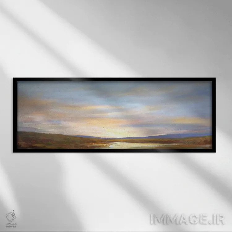 تابلو انتزاعی نور پاییزی اثر شیلا فینچ - نمای قابدار مشکی