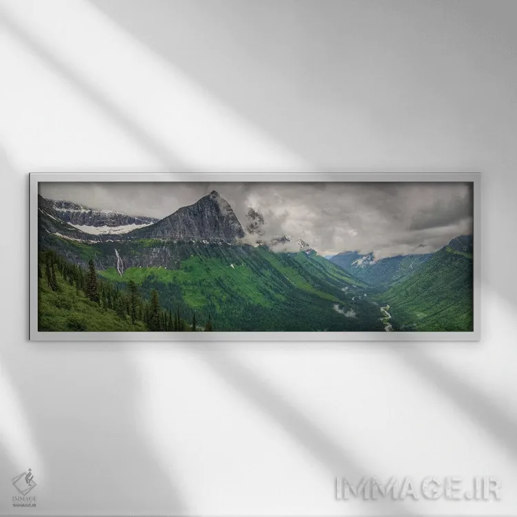 تابلو دکوراتیو توفان کوهستانی اثر بیل شرل - نمای قابدار سفید