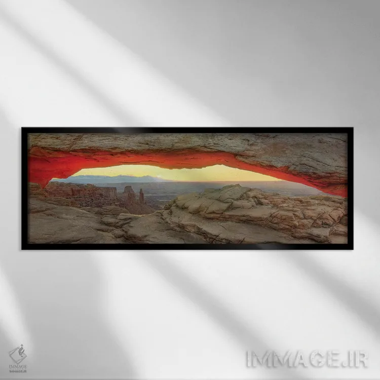 تابلو دکوراتیو طلوع روز نو در طاق مسا اثر بیل شرل - نمای قابدار مشکی