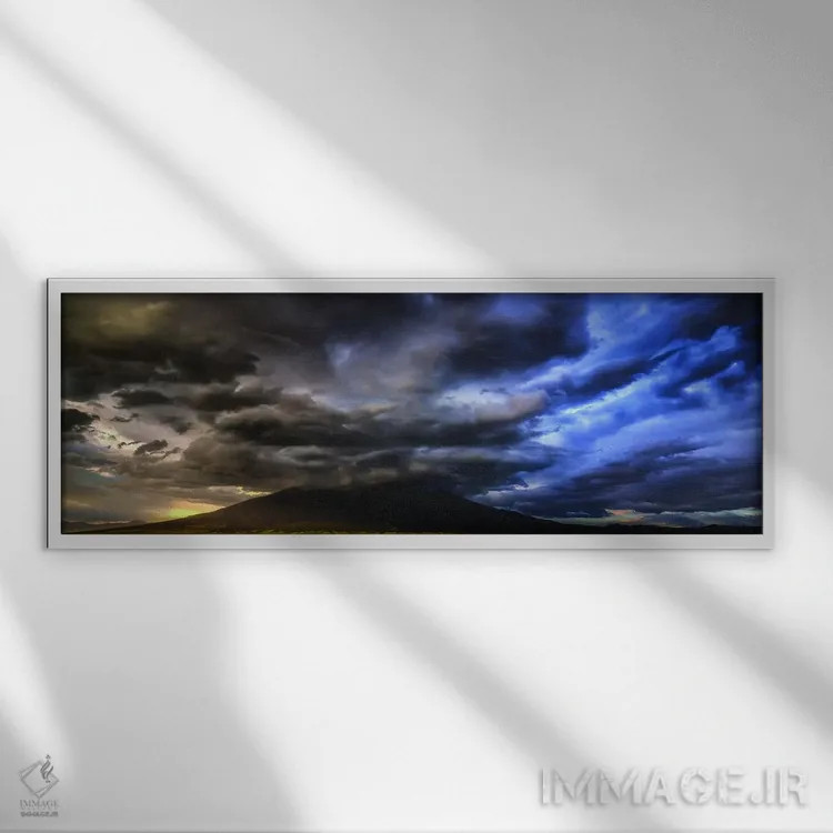 تابلو دکوراتیو توفان ناگهانی! اثر بیل شرل - نمای قابدار سفید