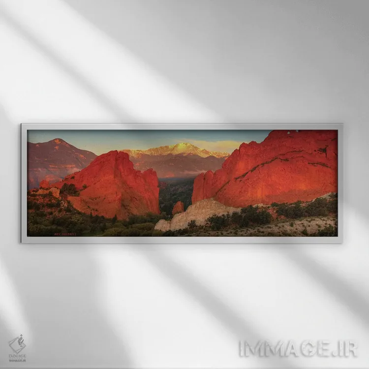 تابلو دکوراتیو طلوع در باغ خدایان اثر بیل شرل - نمای قابدار سفید