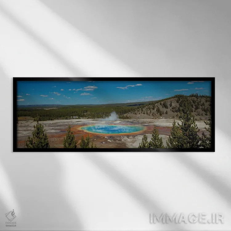 تابلو دکوراتیو منظره پانورامای چشمه بزرگ منشوری اثر بیل شرل - نمای قابدار مشکی