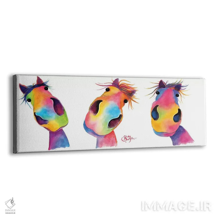 تابلو دکوراتیو اسب های خوشحال اثر شرلی مک آرتور - نمای پرسپکتیو محصول