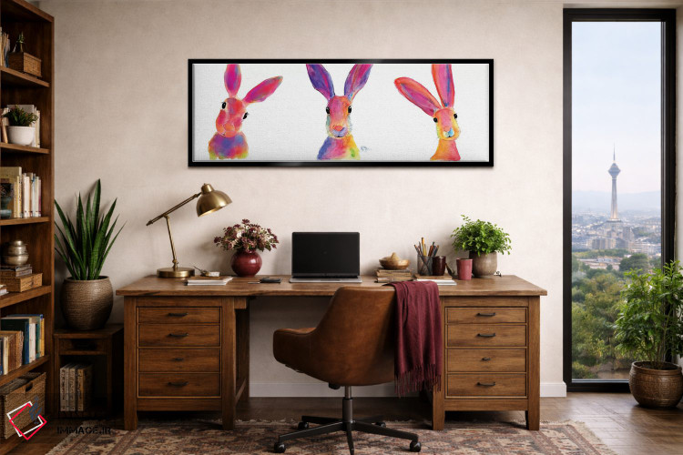 تابلو دکوراتیو خرگوش های شاد اثر شرلی مک آرتور - D3B