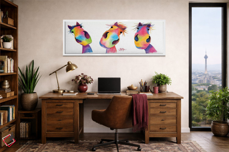 تابلو دکوراتیو اسب های خوشحال اثر شرلی مک آرتور - D1W