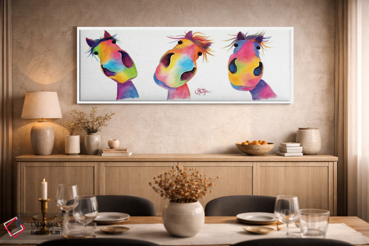 تابلو دکوراتیو اسب های خوشحال اثر شرلی مک آرتور - D2W