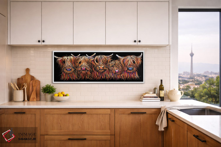 تابلو دکوراتیو گروه پشمالوی گاوان اسکاتلندی اثر شرلی مک آرتور - D2W