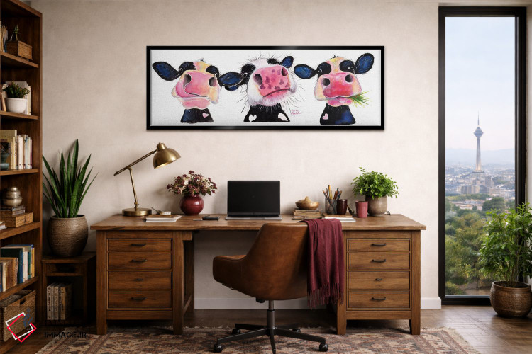 تابلو دکوراتیو گاوهای کنجکاو اثر شرلی مک آرتور - D2B