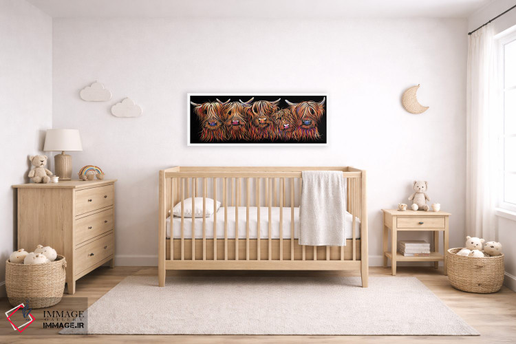 تابلو دکوراتیو گروه پشمالوی گاوان اسکاتلندی اثر شرلی مک آرتور - D4W