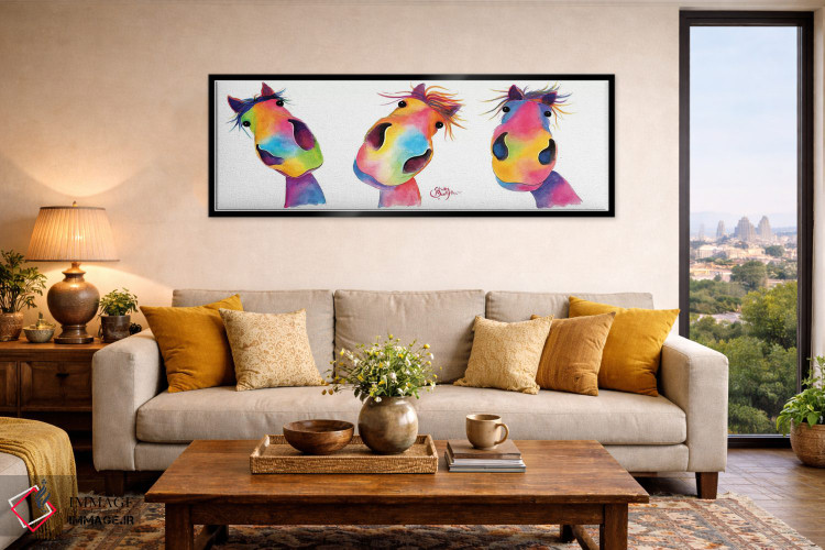 تابلو دکوراتیو اسب های خوشحال اثر شرلی مک آرتور - D5B