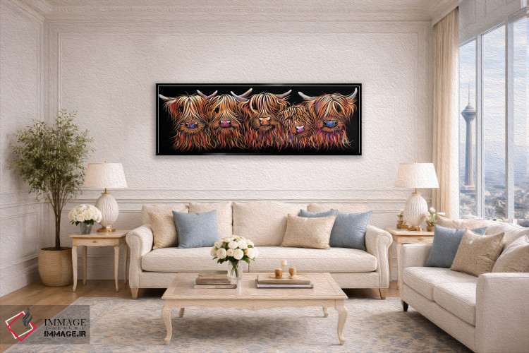 تابلو دکوراتیو گروه پشمالوی گاوان اسکاتلندی اثر شرلی مک آرتور - D5B