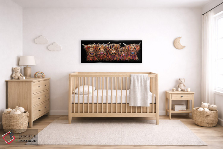 تابلو دکوراتیو گروه پشمالوی گاوان اسکاتلندی اثر شرلی مک آرتور - D6B