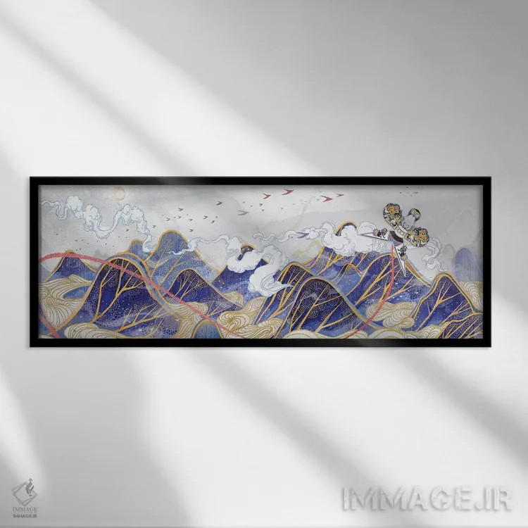 تابلو دکوراتیو شاهین کاغذی اثر سیجا هونگ - نمای قابدار مشکی