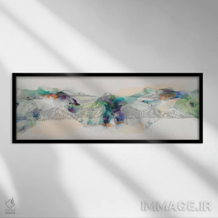 تابلو دکوراتیو رشته کوه انتزاعی اثر سیسا جاسپر - نمای قابدار مشکی