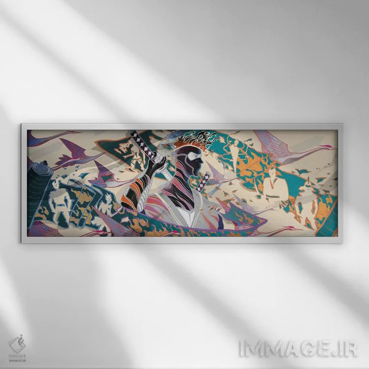 تابلو دکوراتیو نینجا اثر سیجا هونگ - نمای قابدار سفید