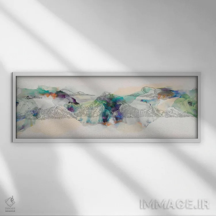 تابلو دکوراتیو رشته کوه انتزاعی اثر سیسا جاسپر - نمای قابدار سفید