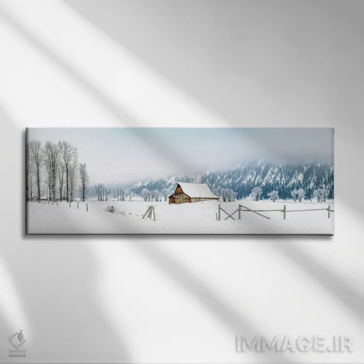 تابلو دکوراتیو پانورامای زمستانی وایومینگ اثر سوزانه کرمر - نمای روبهرو روی دیوار